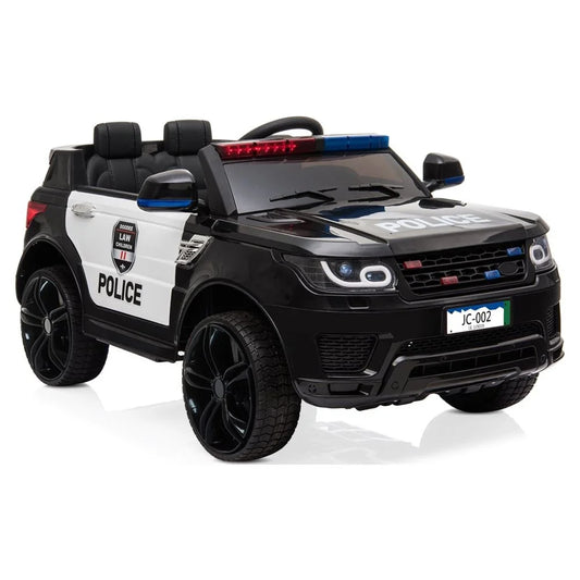 Zimtown Kids Ride on Car Police Electric Car Double Drive 12V Battery Motorized Vehicles Children'S Toy Car Safe W/ Remote Control, 3 Speeds, Music, Seat Belts, LED Lights