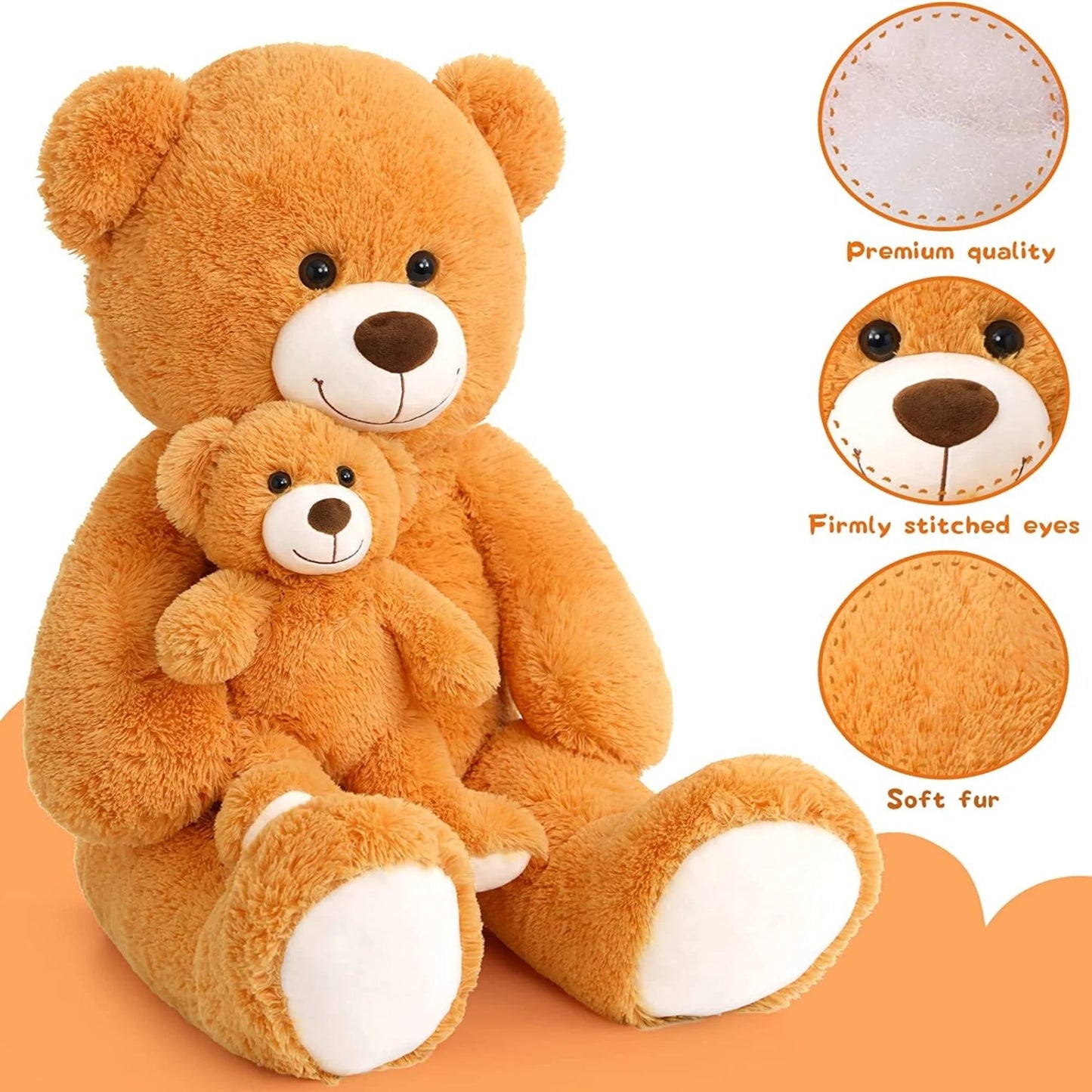 39" Giant Teddy Bear Mommy and Baby Soft Plush Bear Stuffed Animal