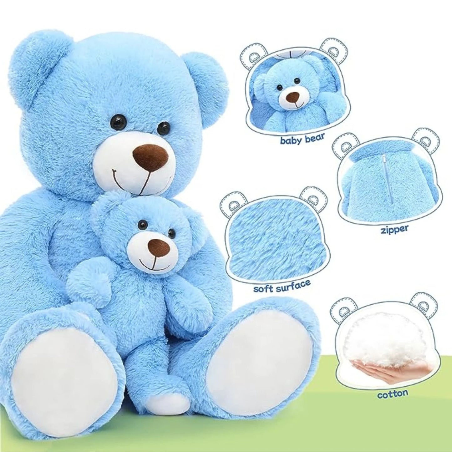 39" Giant Teddy Bear Mommy and Baby Soft Plush Bear Stuffed Animal